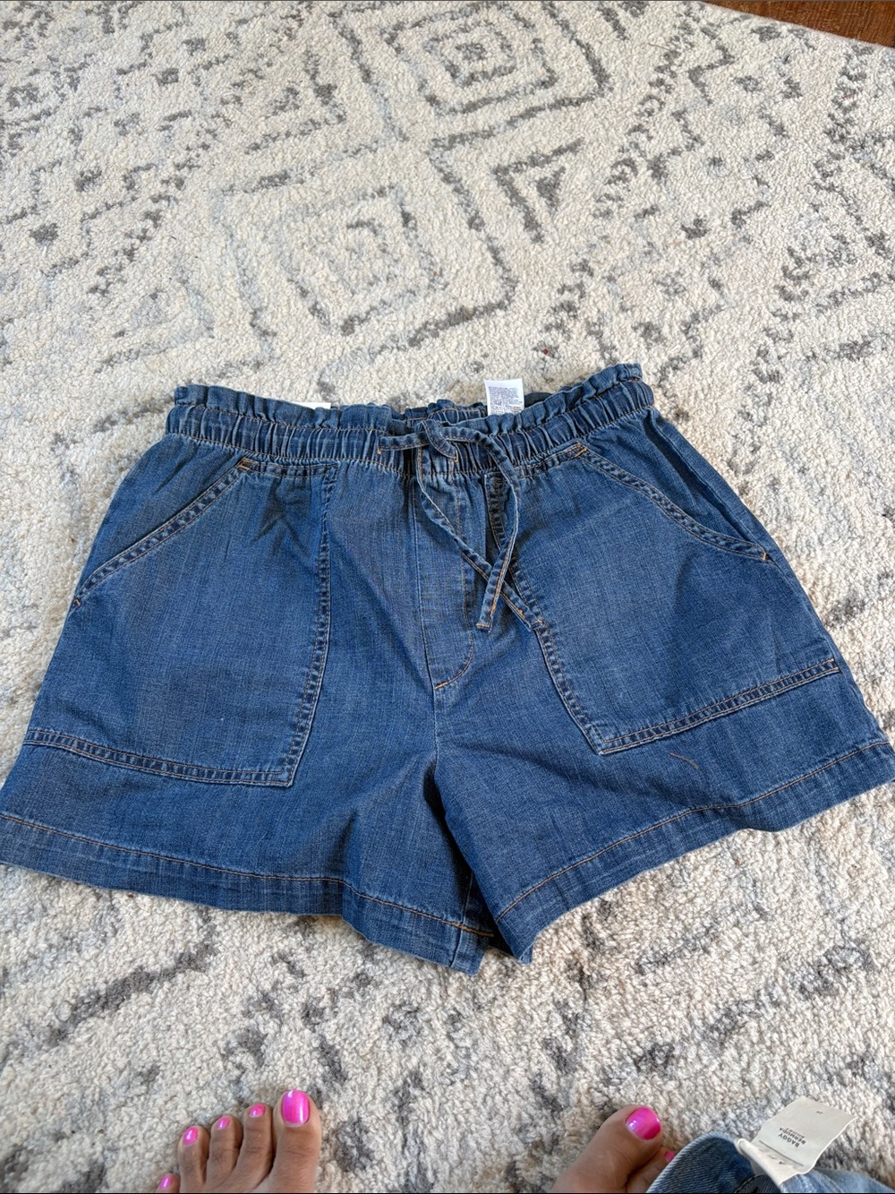 Banana Republic Blue Elastic Waist Denim Shorts with Drawstring